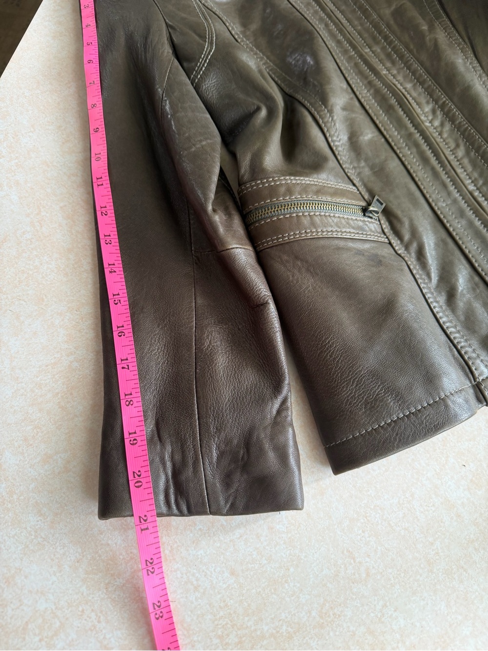 Vintage Andrew Marc Brown Soft Lambskin Leather Jacket Women Small Y2K Zip Up SM - Picture 12 of 13